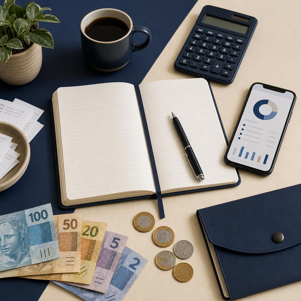 Caderno, calculadora, dinheiro e celular: a bagunça do controle manual